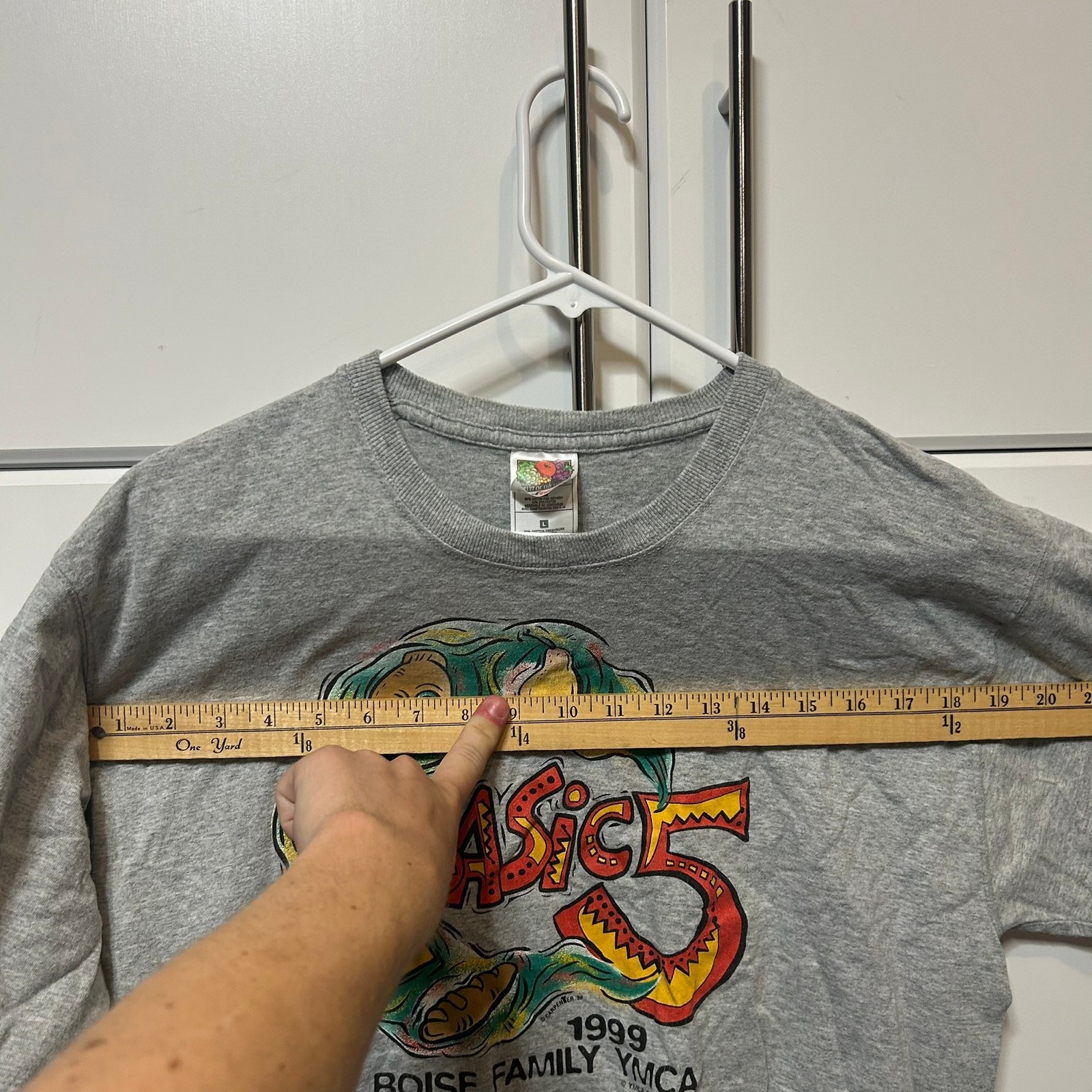 1999 Boise Family Ymca Basics 5 T-Shirt Mens Large Gray Fruit Of The Loom